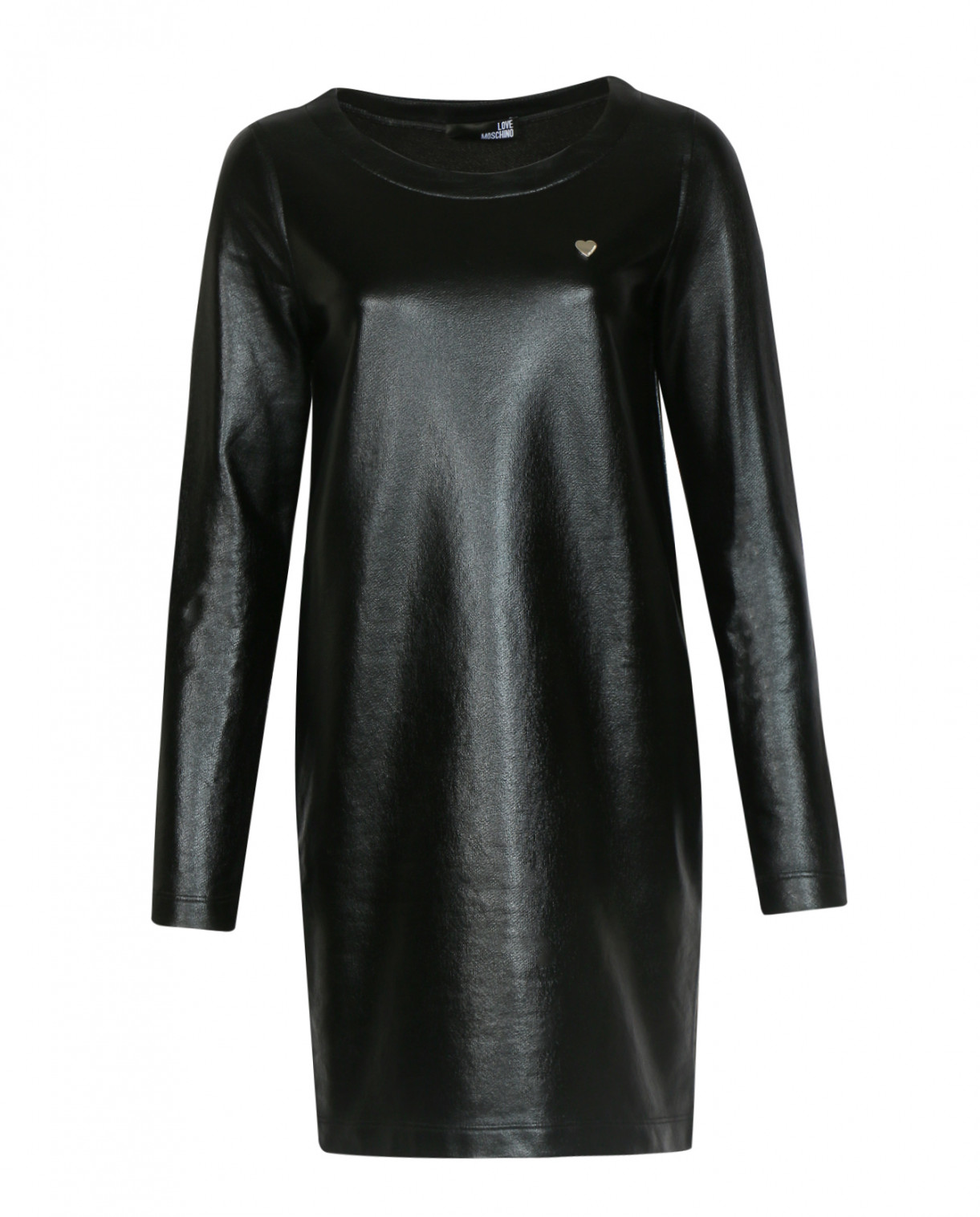 Платье-мини свободного фасона из хлопка Love Moschino  –  Общий вид  – Цвет:  Черный