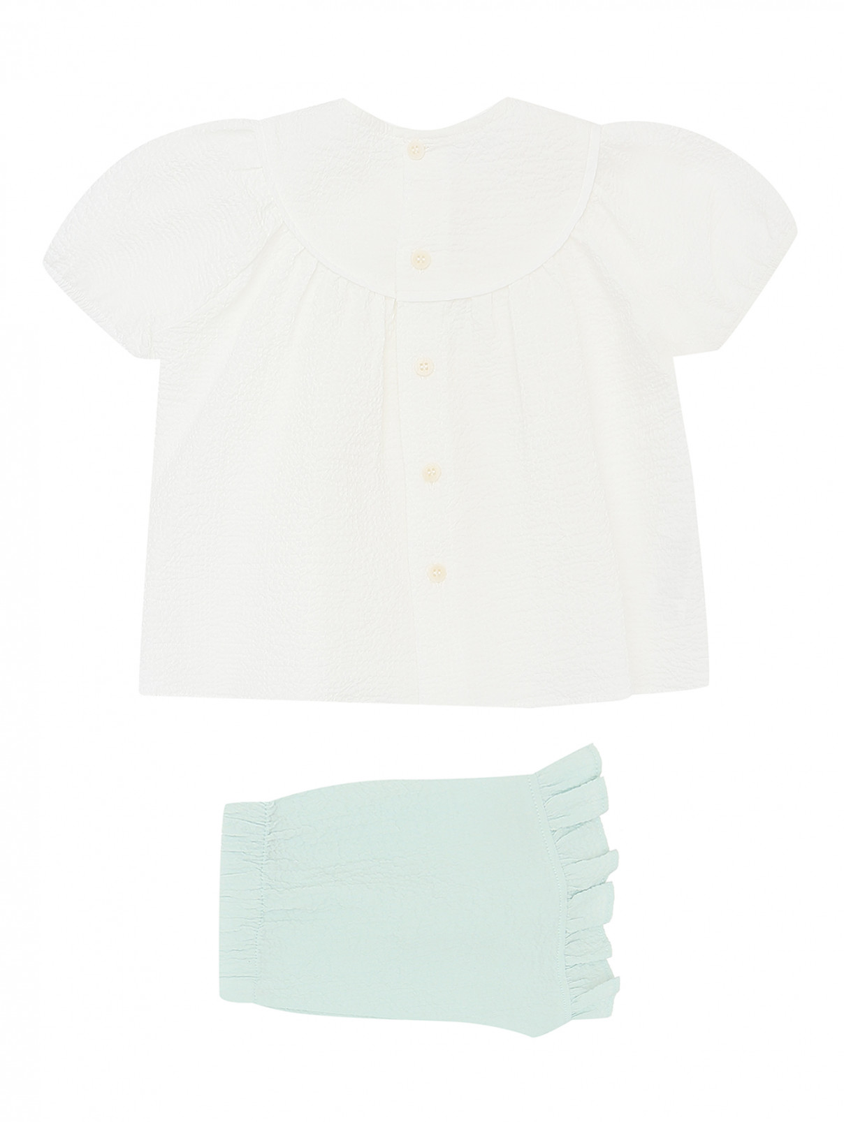 Костюм из хлопка: блуза и шорты Il Gufo  –  Обтравка1  – Цвет:  Белый