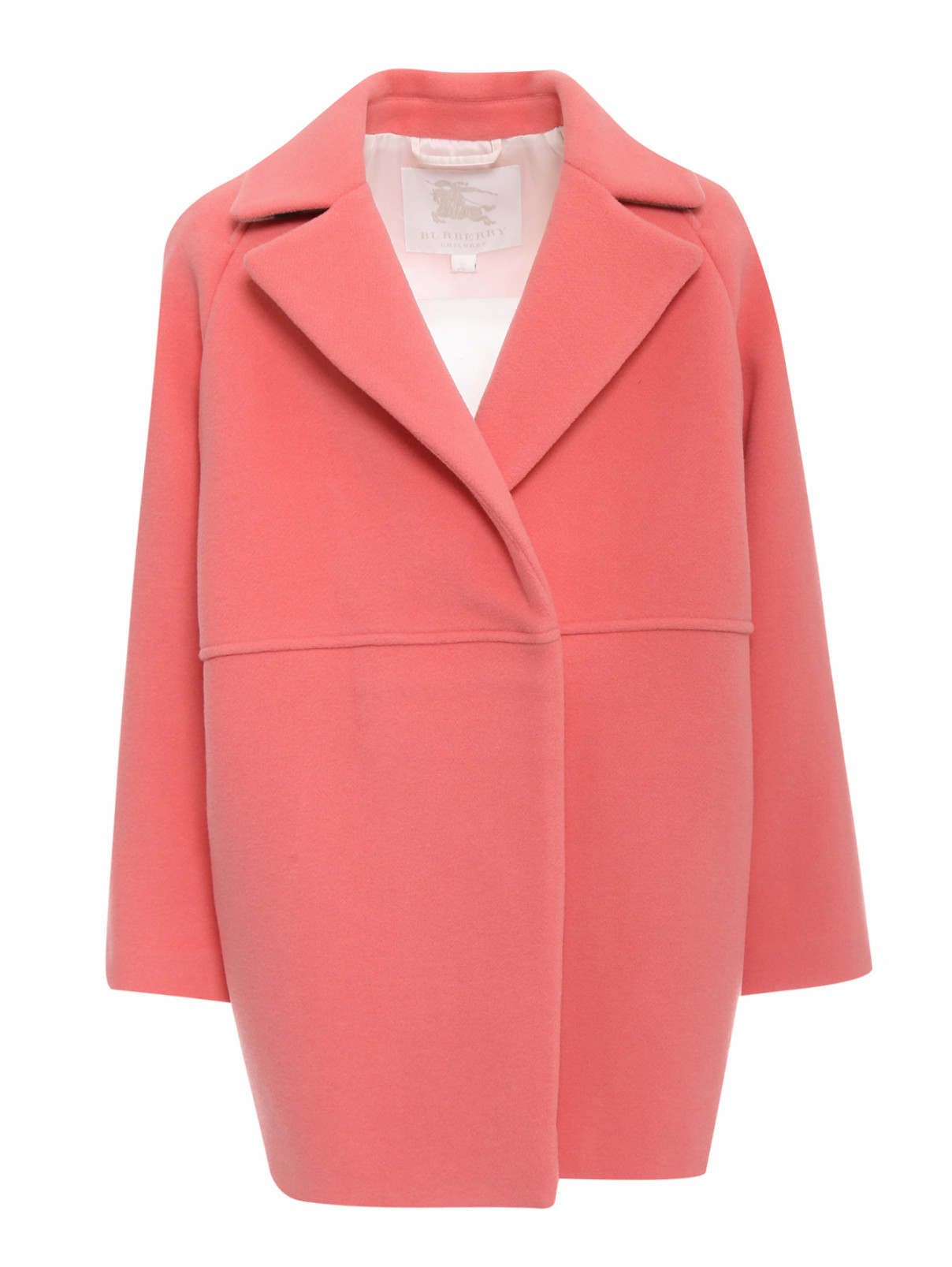 Пальто-кокан из шерсти Burberry  –  Общий вид  – Цвет:  Розовый