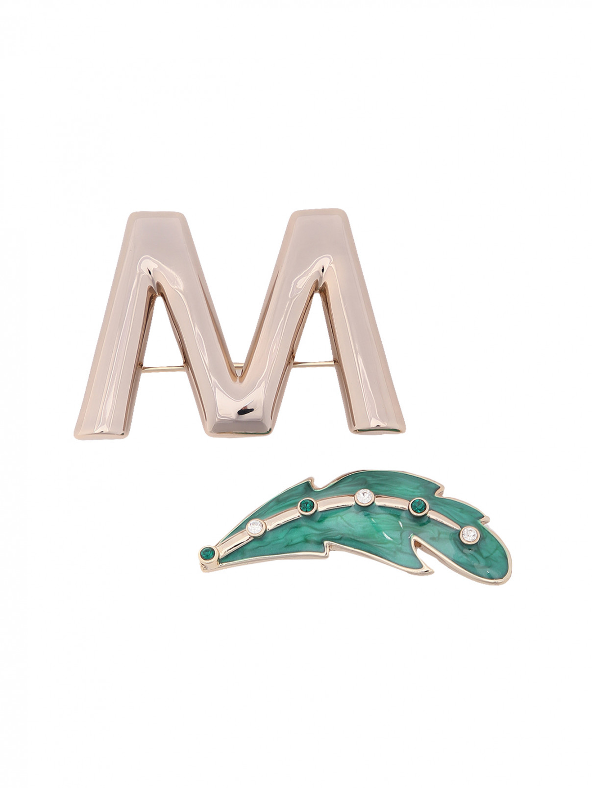 Набор брошей из металла декорированные кристаллами Weekend Max Mara  –  Общий вид  – Цвет:  Зеленый