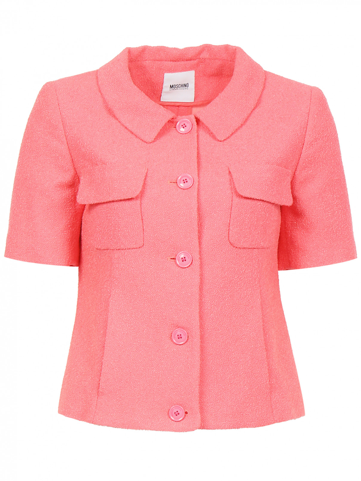 Жакет с коротким рукавом и накладными карманами на груди Moschino Cheap&Chic  –  Общий вид  – Цвет:  Розовый