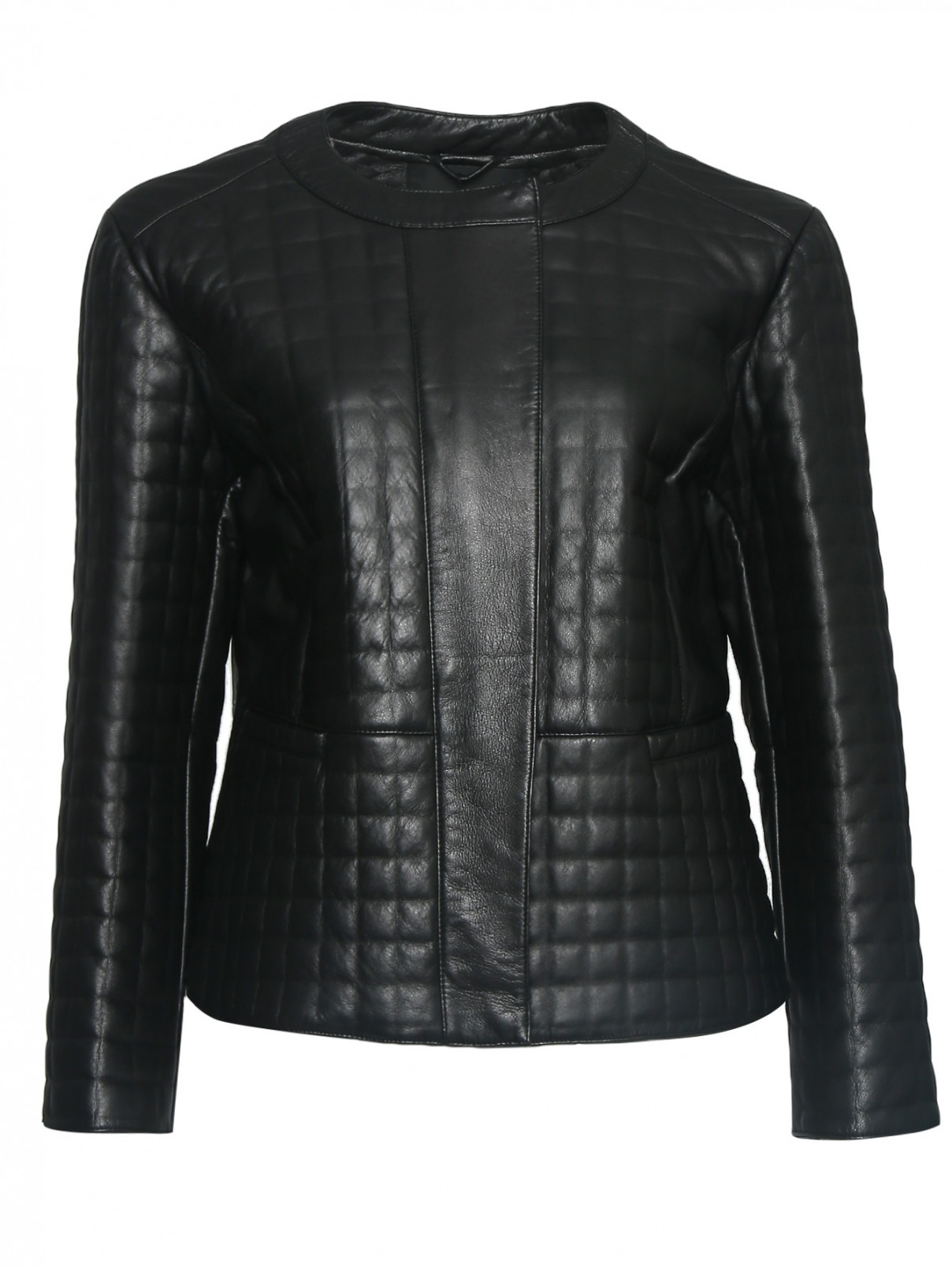 Стеганая куртка из кожи Marina Rinaldi  –  Общий вид  – Цвет:  Черный