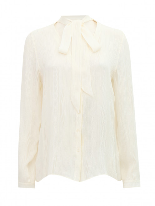 Блуза из смесового шелка с бантом - Общий вид