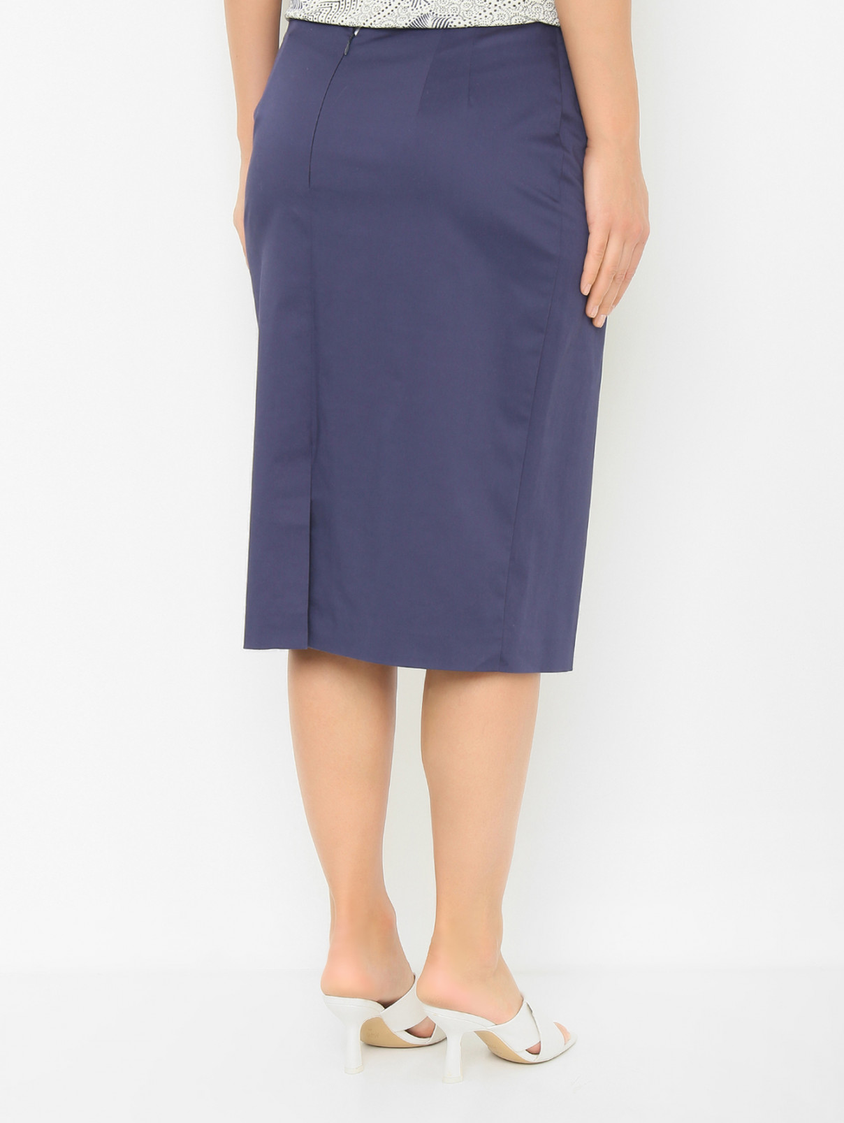 Однотонная юбка из хлопка Persona by Marina Rinaldi  –  МодельВерхНиз1  – Цвет:  Синий
