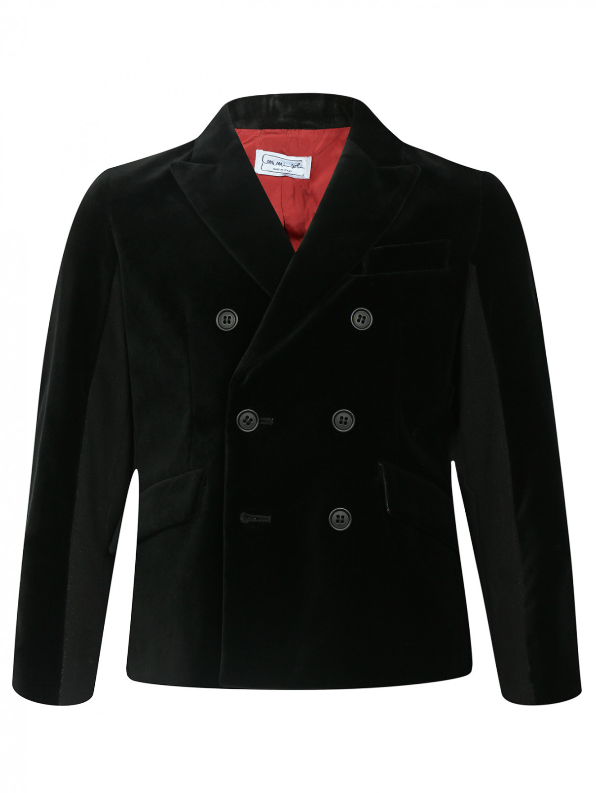 Пиджак двубортный из хлопка MiMiSol  –  Общий вид  – Цвет:  Черный