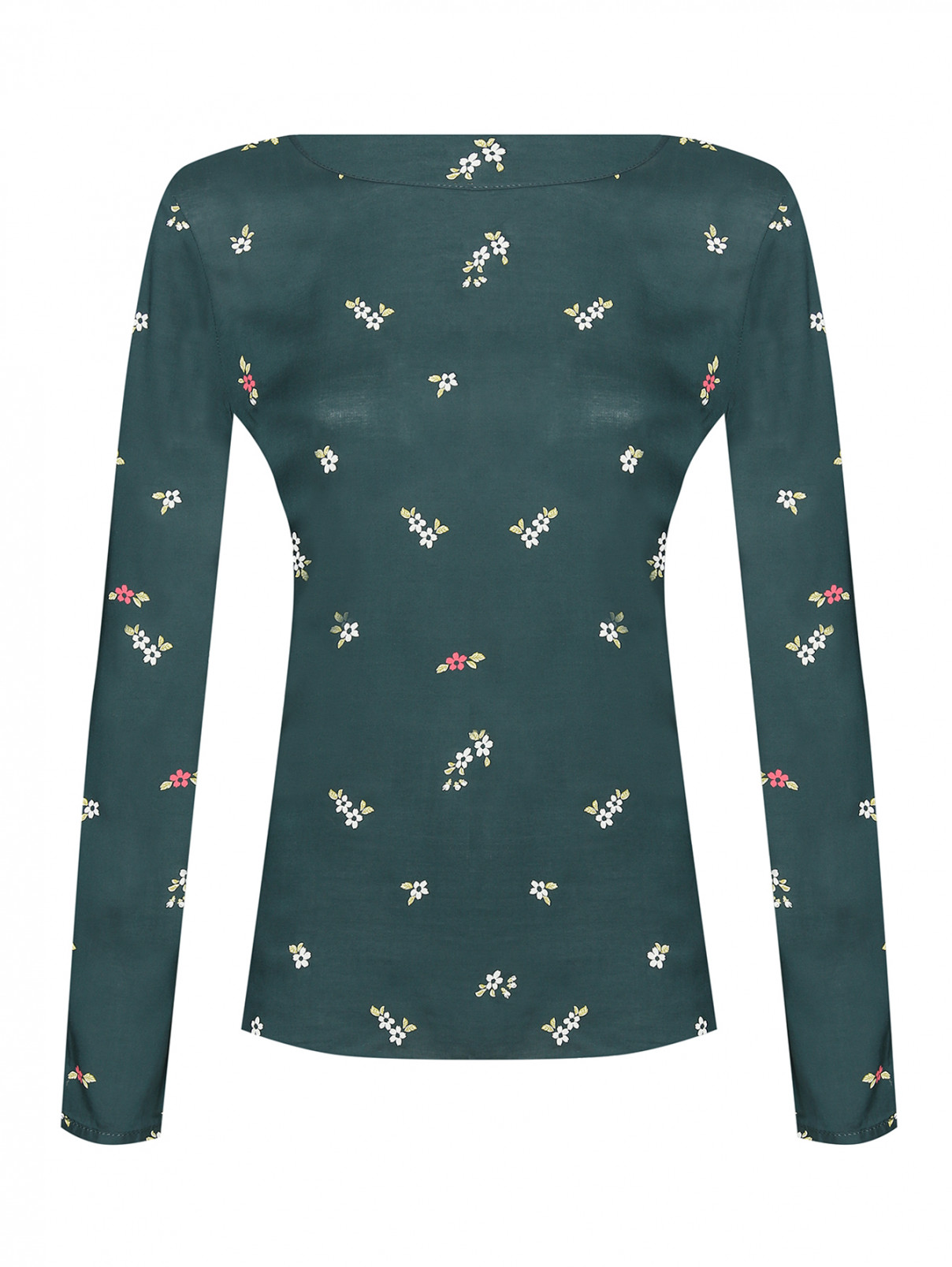 Блуза из вискозы с цветочным узором на пуговицах Q/S Designe by  –  Общий вид  – Цвет:  Узор