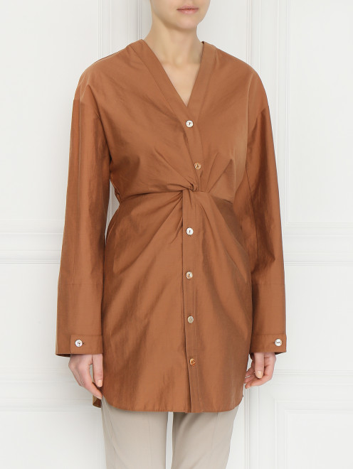 Блуза из хлопка с драпировкой Nanushka - МодельВерхНиз