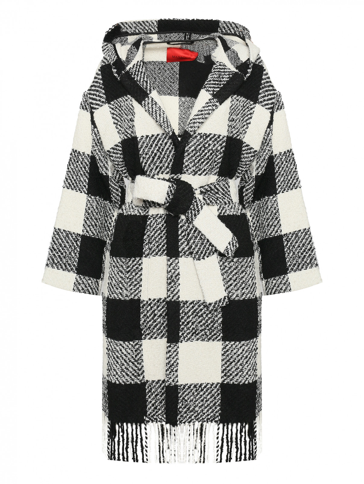 Пальто в клетку с ремнем и капюшоном Max&Co  –  Общий вид