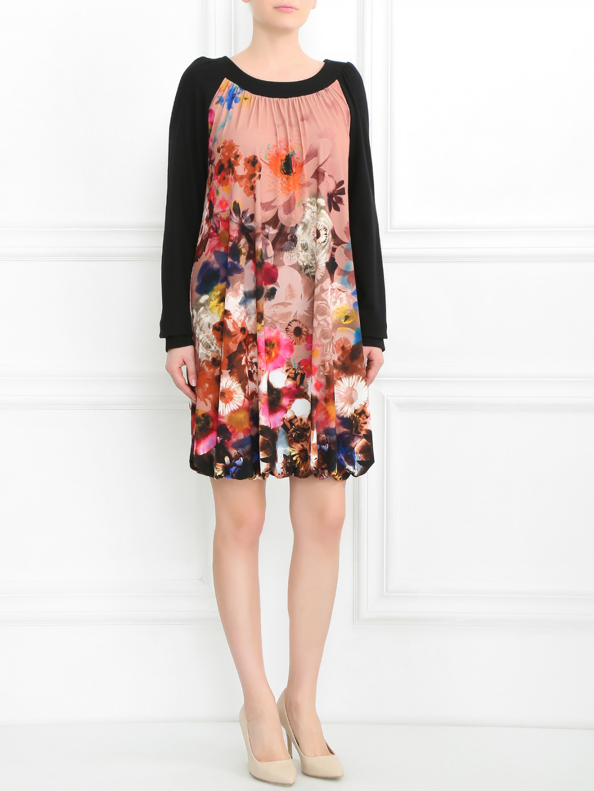 Платье-миди с цветочным узором Pietro Brunelli  –  Модель Общий вид  – Цвет:  Коричневый
