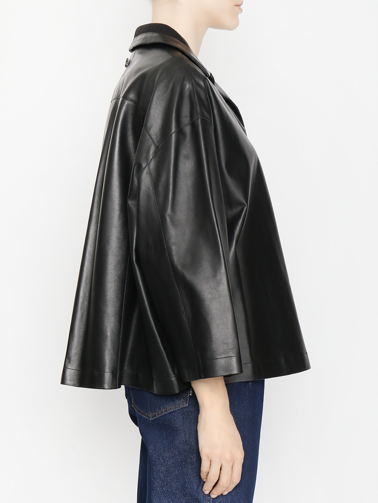 Куртка из гладкой кожи Lorena Antoniazzi  –  МодельВерхНиз2  – Цвет:  Черный