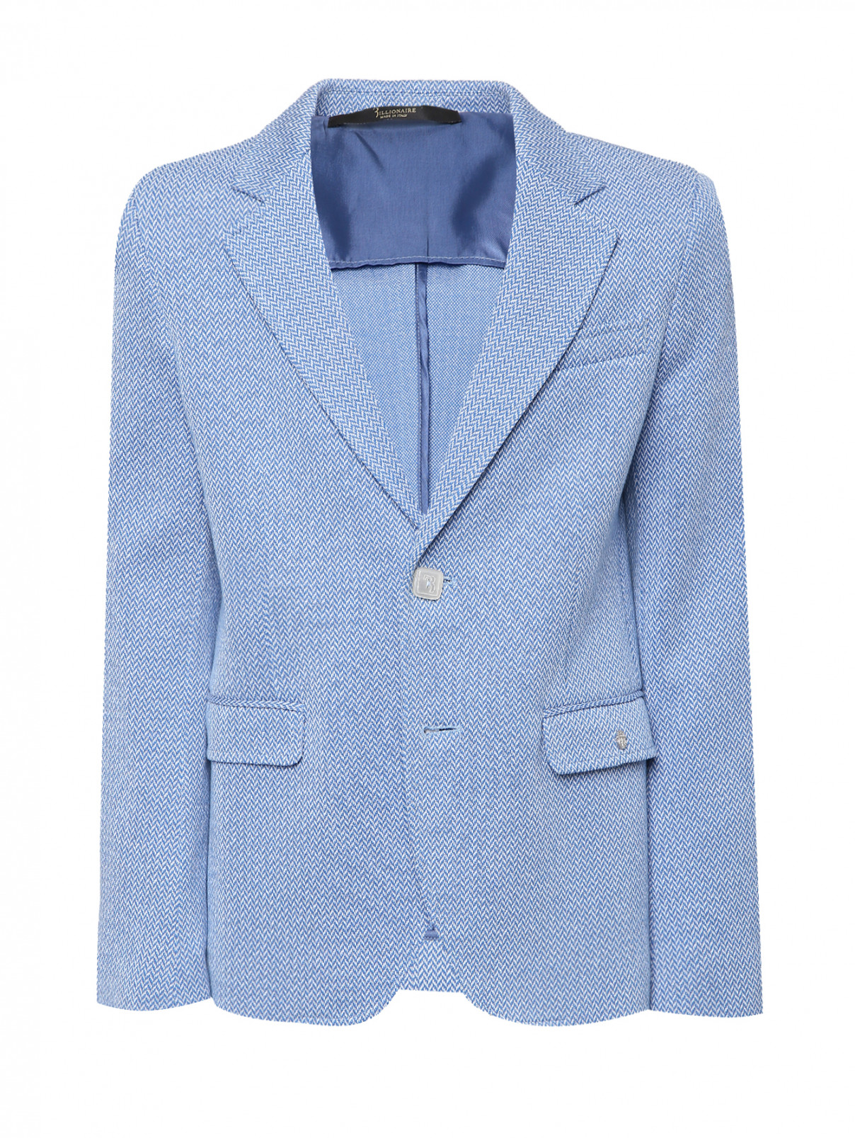 Пиджак хлопковый в мелкий узор Billionaire  –  Общий вид  – Цвет:  Синий