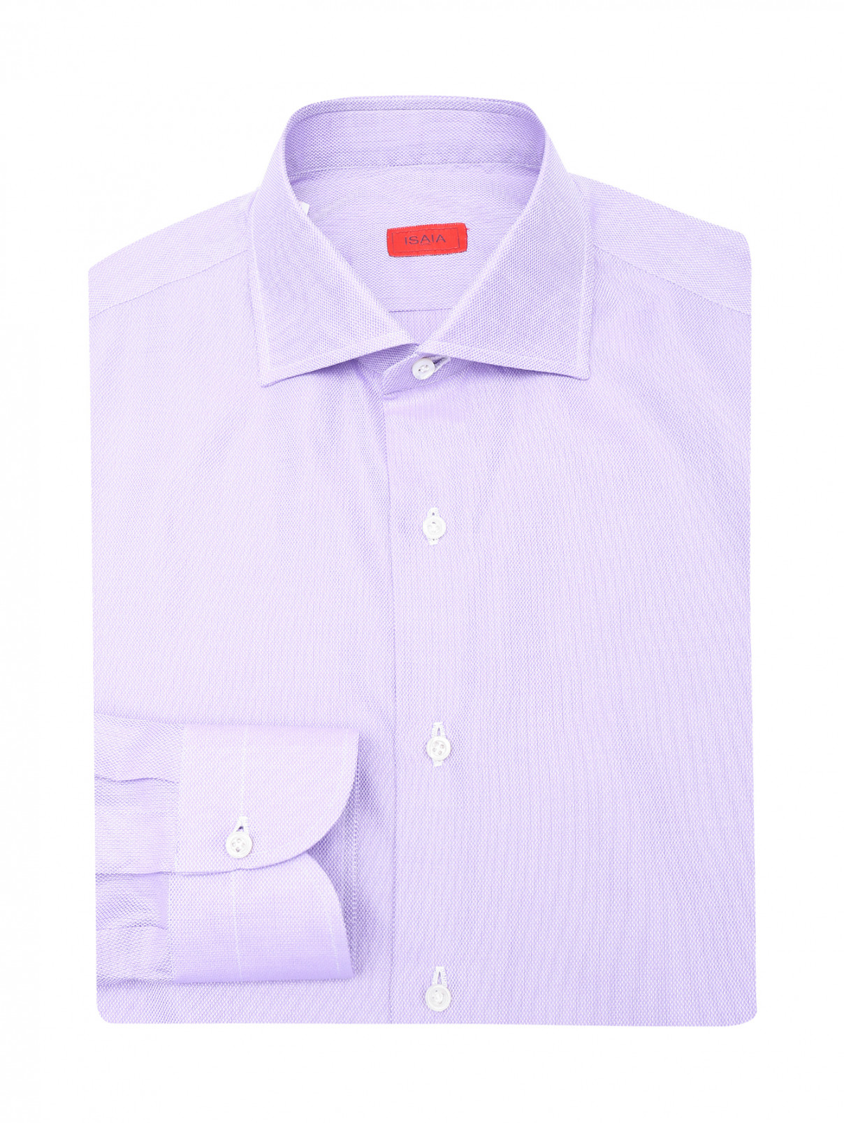 Рубашка из хлопка на пуговицах Isaia  –  Общий вид  – Цвет:  Фиолетовый