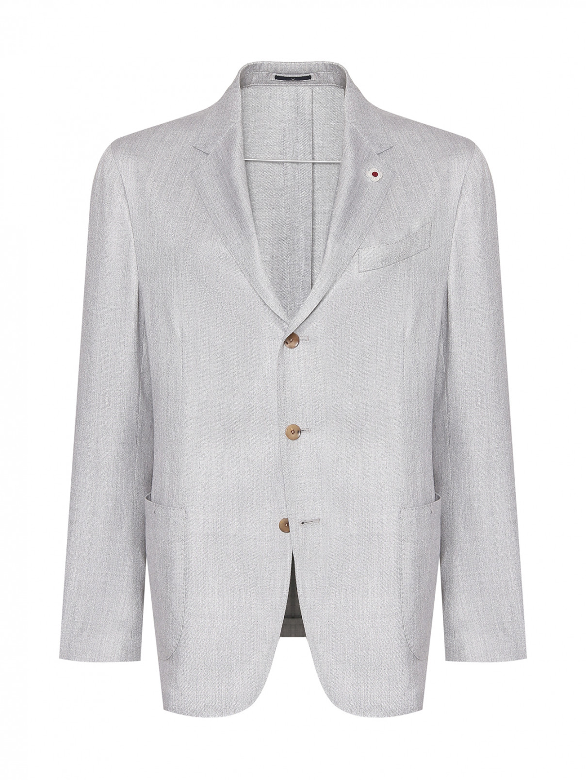 Пиджак из кашемира, шерсти и шелка LARDINI  –  Общий вид  – Цвет:  Серый