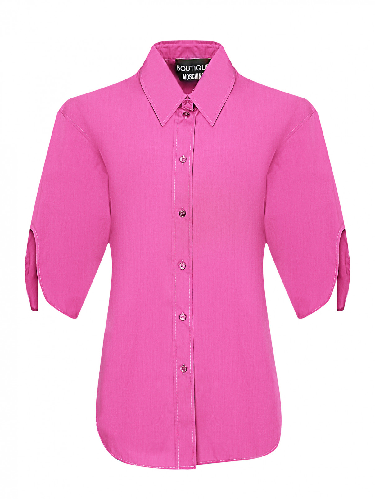 Блуза из хлопка с вырезами на рукавах Moschino Boutique  –  Общий вид  – Цвет:  Фиолетовый
