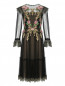 Платье из сетки с вышивкой и декором кружевом Alberta Ferretti  –  Общий вид