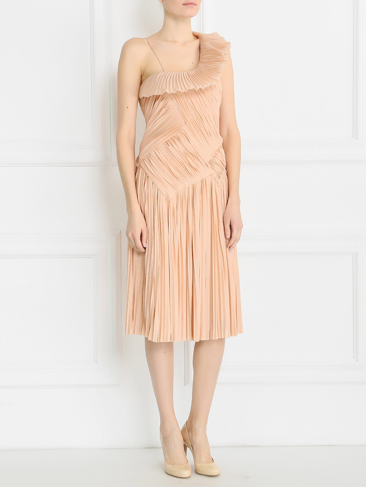 Платье с плиссировкой Donna Karan  –  Модель Общий вид  – Цвет:  Розовый