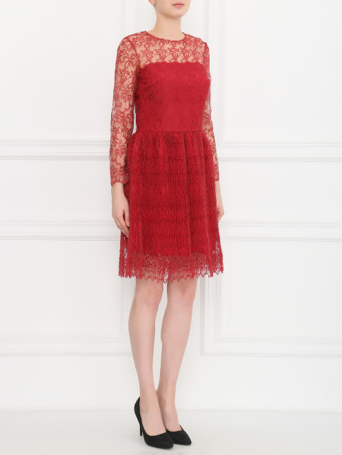 Платье-мини из шелка с ажурным узором Ermanno Scervino - Модель Общий вид