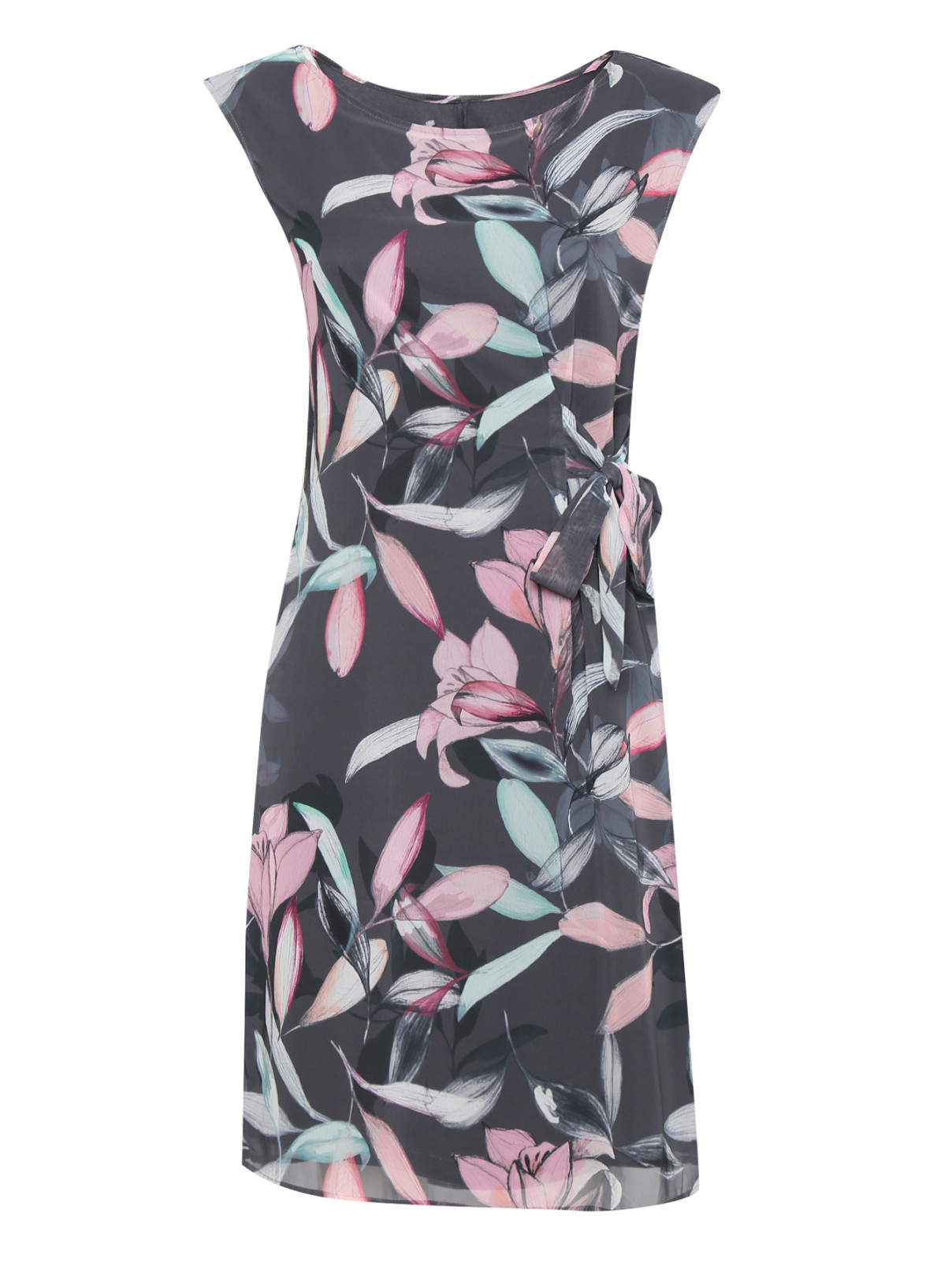 Платье с цветочным узором Comma  –  Общий вид  – Цвет:  Серый