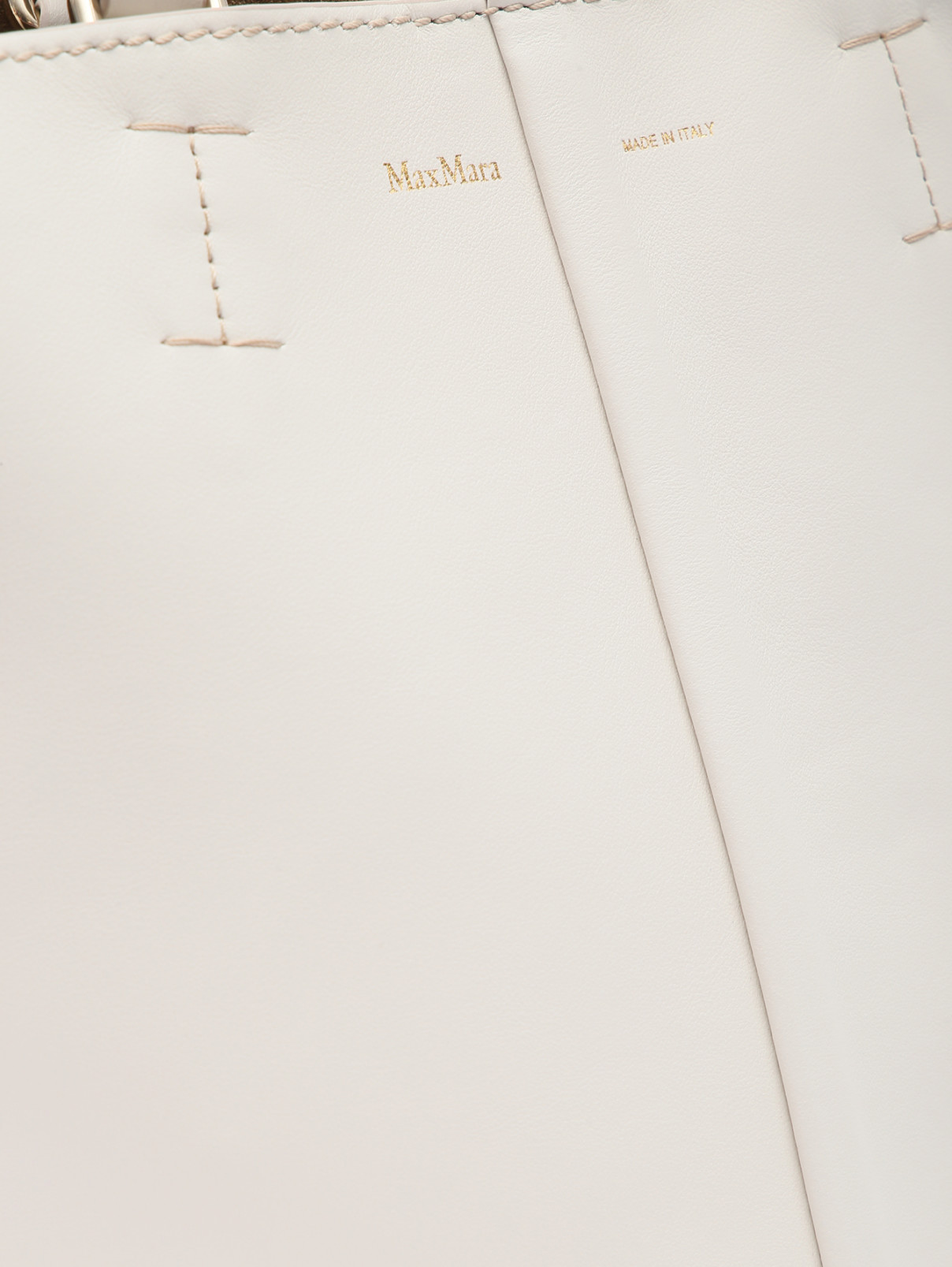Сумка из кожи на коротких ручках Max Mara  –  Деталь  – Цвет:  Белый