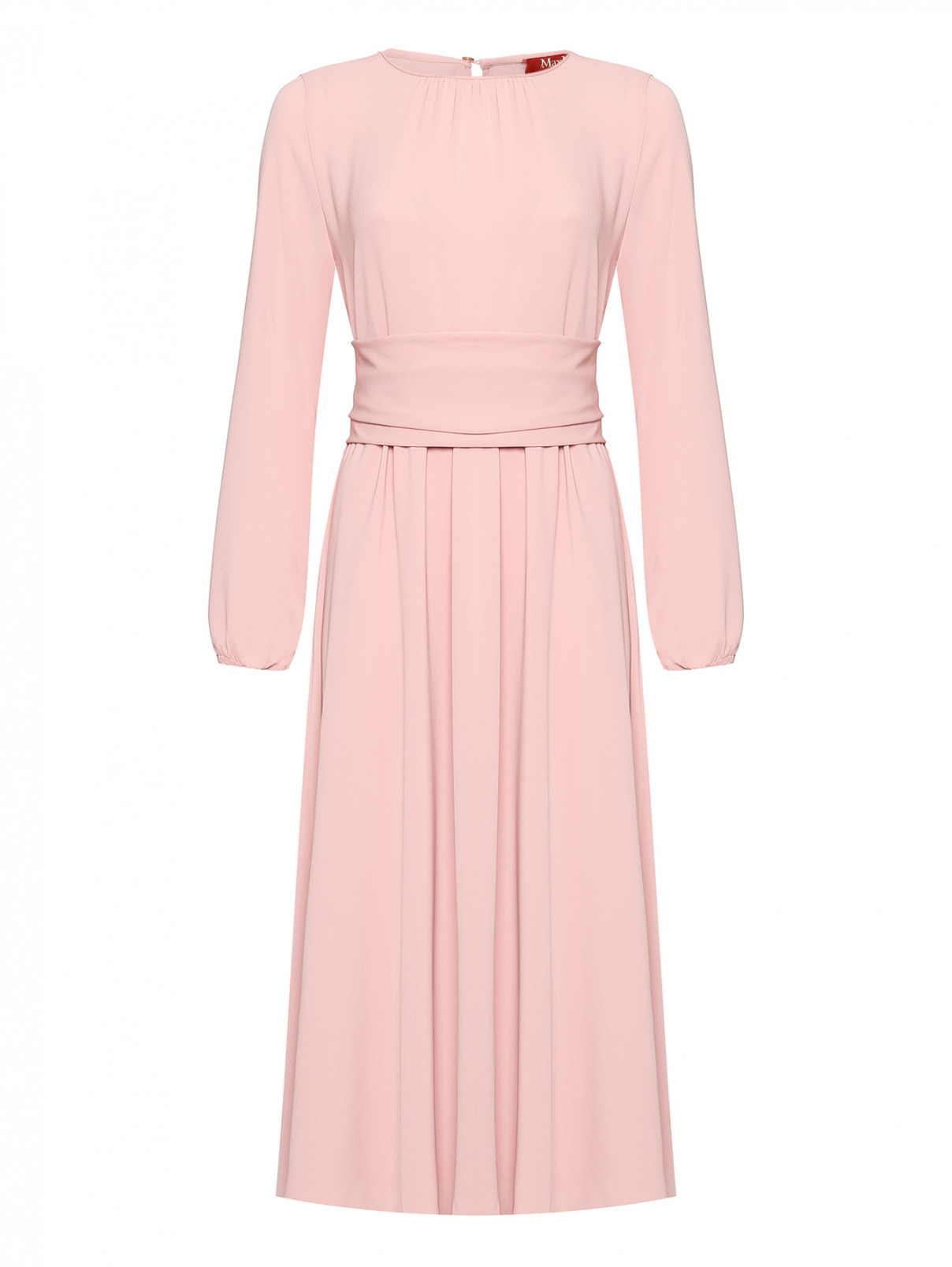 Платье-миди с широким поясом Max Mara  –  Общий вид  – Цвет:  Розовый