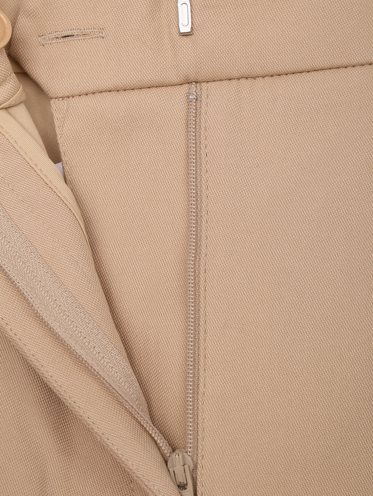 Зауженные брюки из хлопка Weekend Max Mara  –  Деталь1  – Цвет:  Бежевый