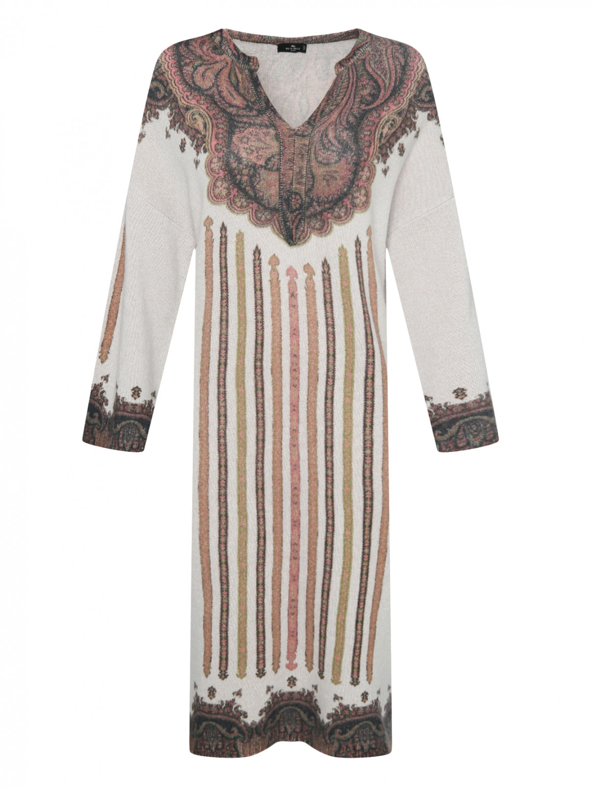 Платье свитер из шерсти и кашемира с узором Etro  –  Общий вид  – Цвет:  Узор