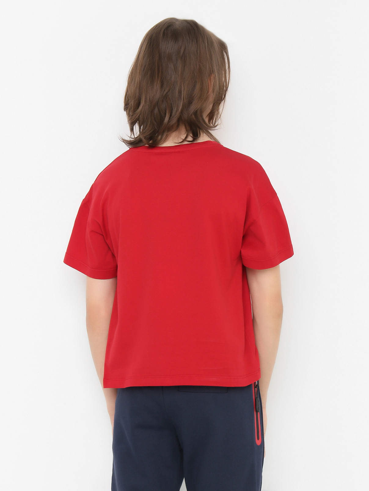 Футболка с принтом из хлопка Dolce & Gabbana  –  МодельВерхНиз1  – Цвет:  Красный