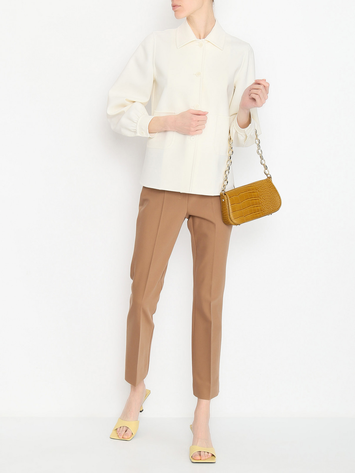 Брюки из вискозы и хлопка Max Mara  –  МодельОбщийВид  – Цвет:  Коричневый