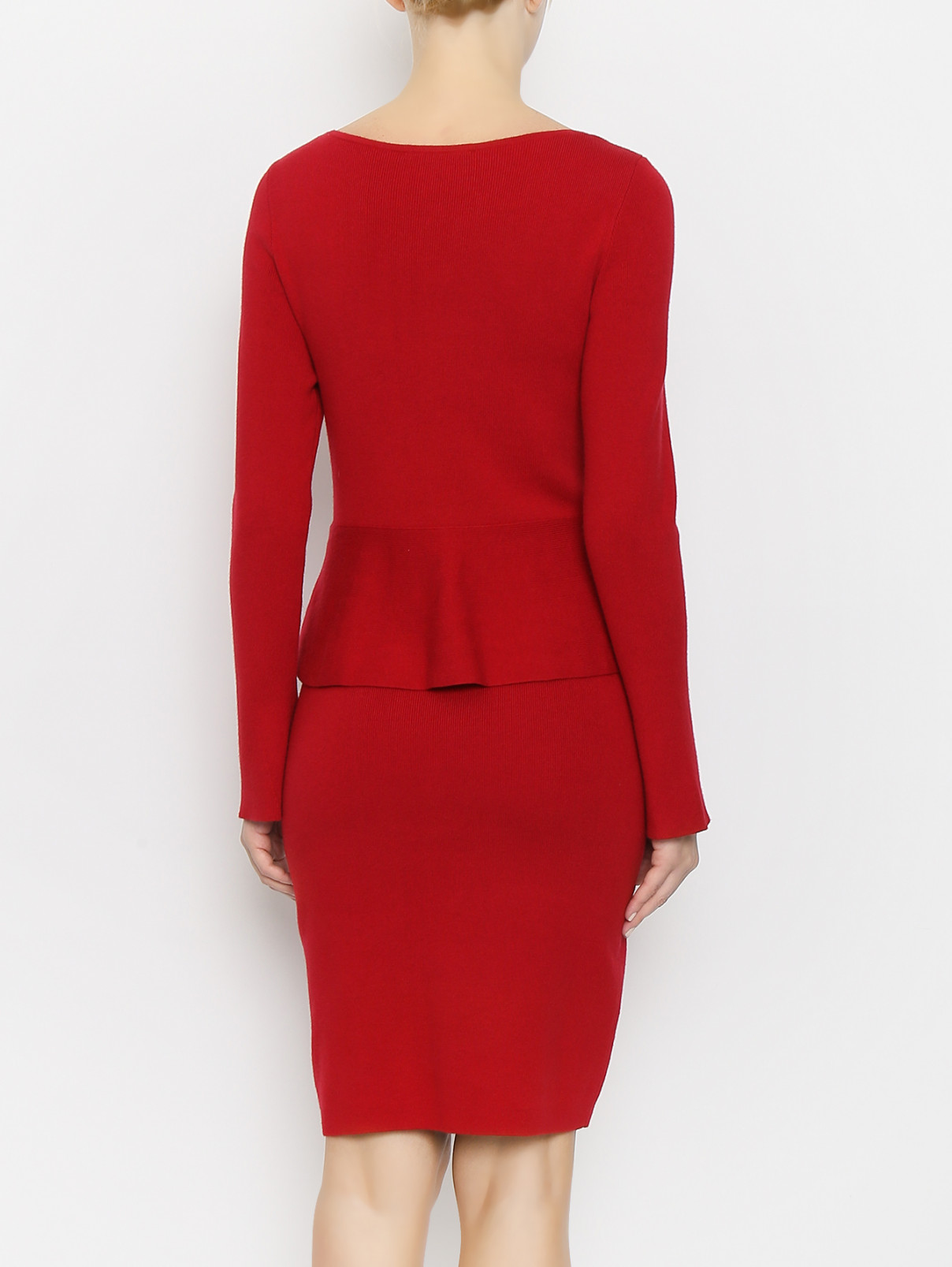 Трикотажное платье с баской Comma  –  МодельВерхНиз1  – Цвет:  Красный