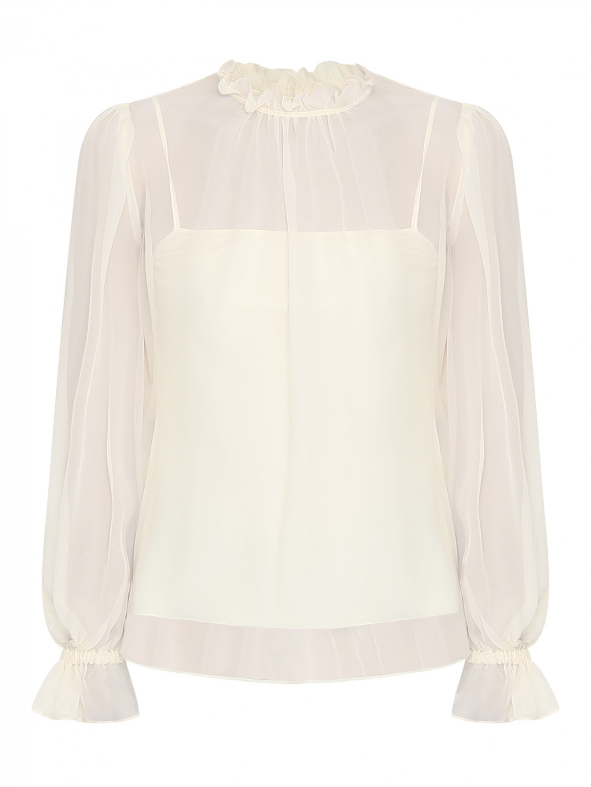 Однотонная блуза из шелка Moschino  –  Общий вид  – Цвет:  Бежевый