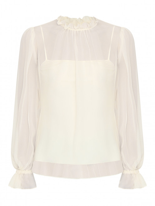 Однотонная блуза из шелка - Общий вид