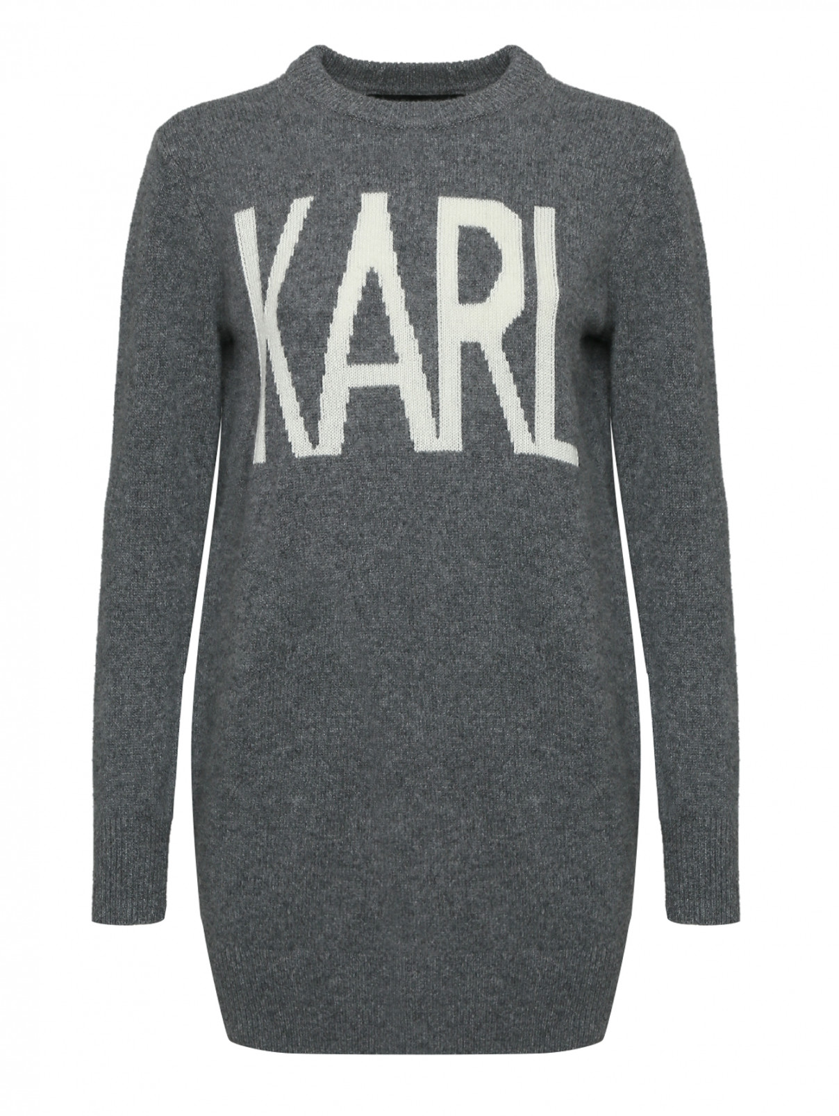 Джемпер из шерсти и кашемира с принтом Karl Lagerfeld  –  Общий вид  – Цвет:  Серый