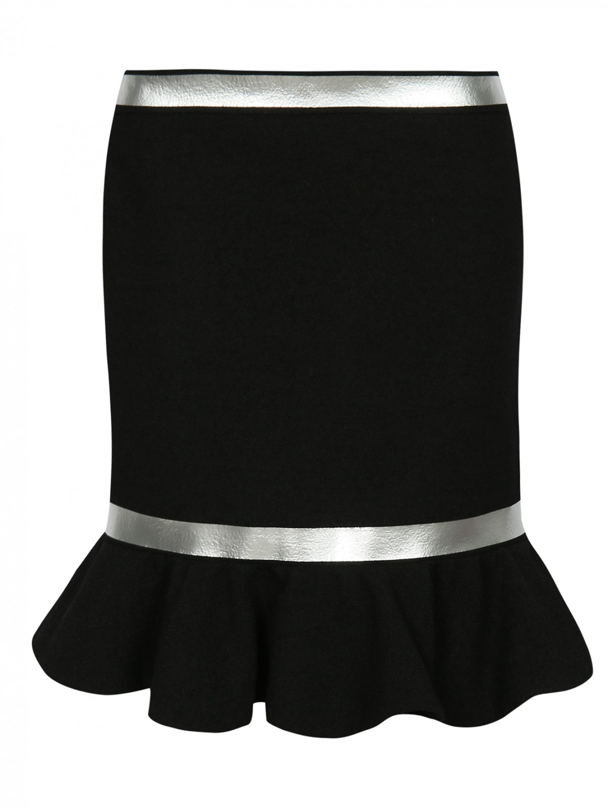 Юбка-мини из шерсти с контрастной отделкой Moschino Couture  –  Общий вид  – Цвет:  Черный