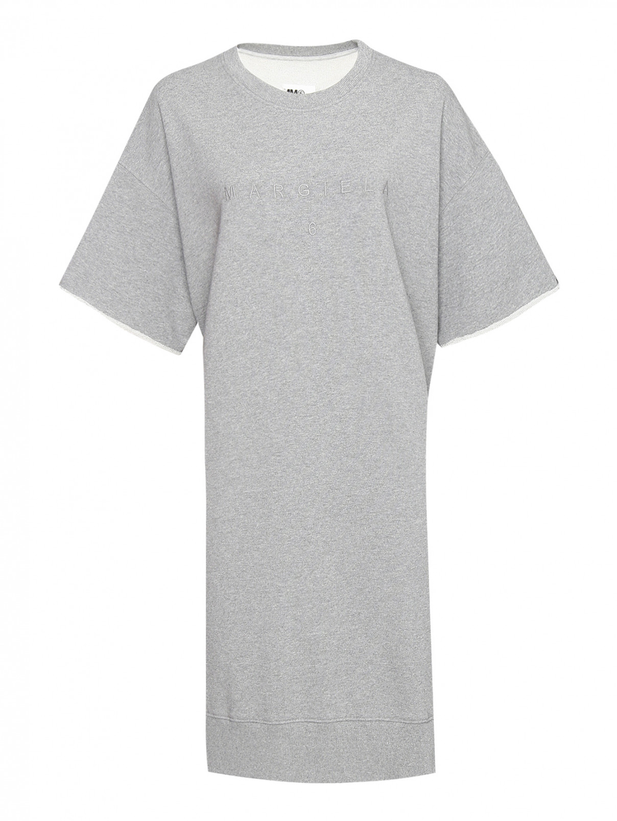 Платье-миди из хлопка с коротким рукавом MM6  –  Общий вид  – Цвет:  Серый