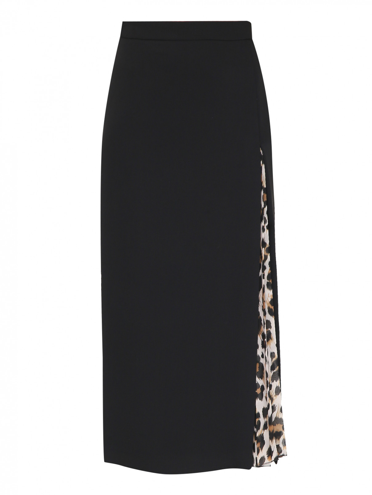 Юбка миди с контрастной вставкой Moschino Boutique  –  Общий вид  – Цвет:  Черный