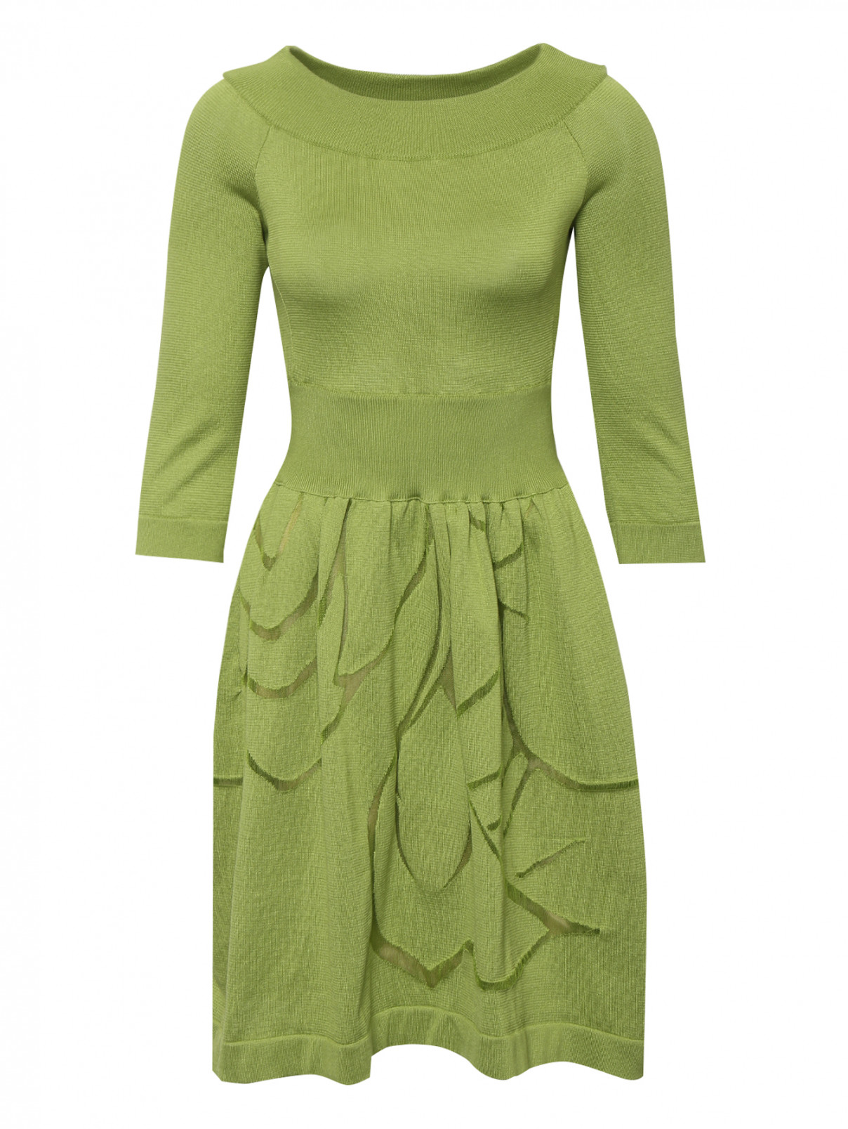 Платье из трикотажа с рисунком Alberta Ferretti  –  Общий вид  – Цвет:  Зеленый