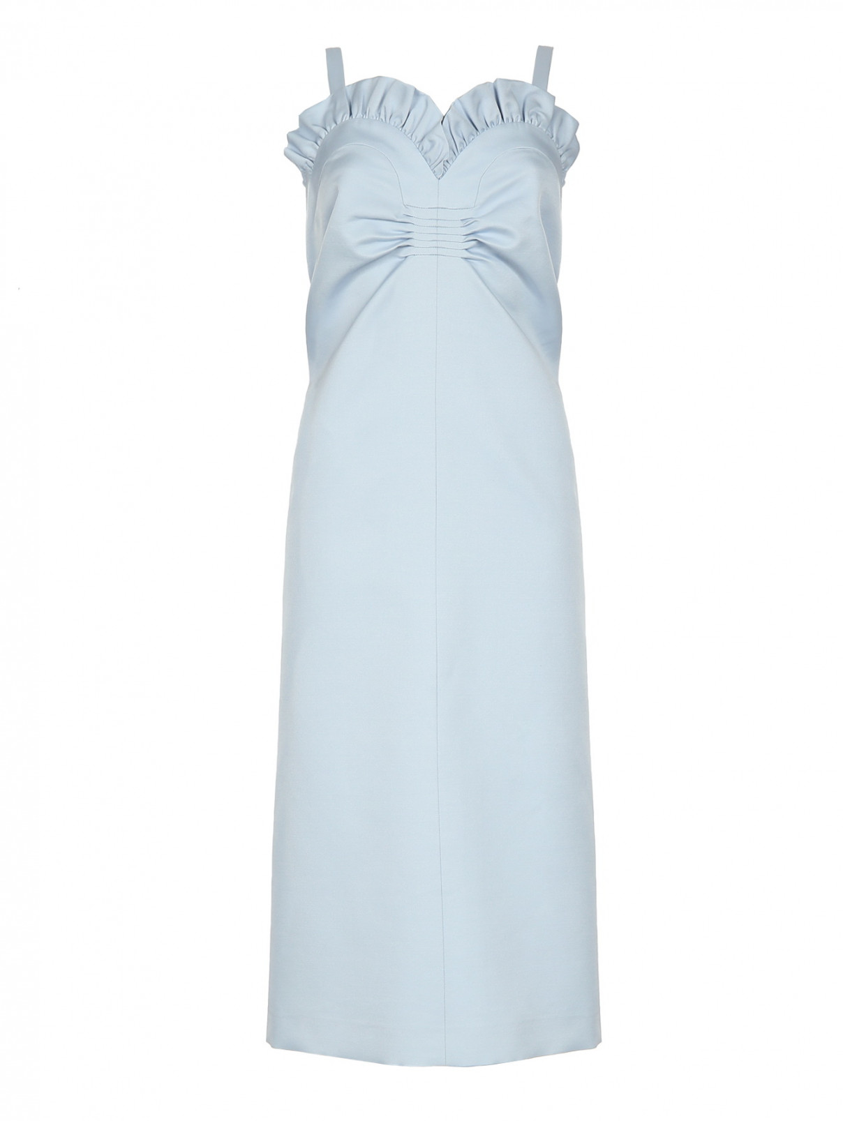 Платье из шерсти на широких бретелях Rochas  –  Общий вид  – Цвет:  Синий