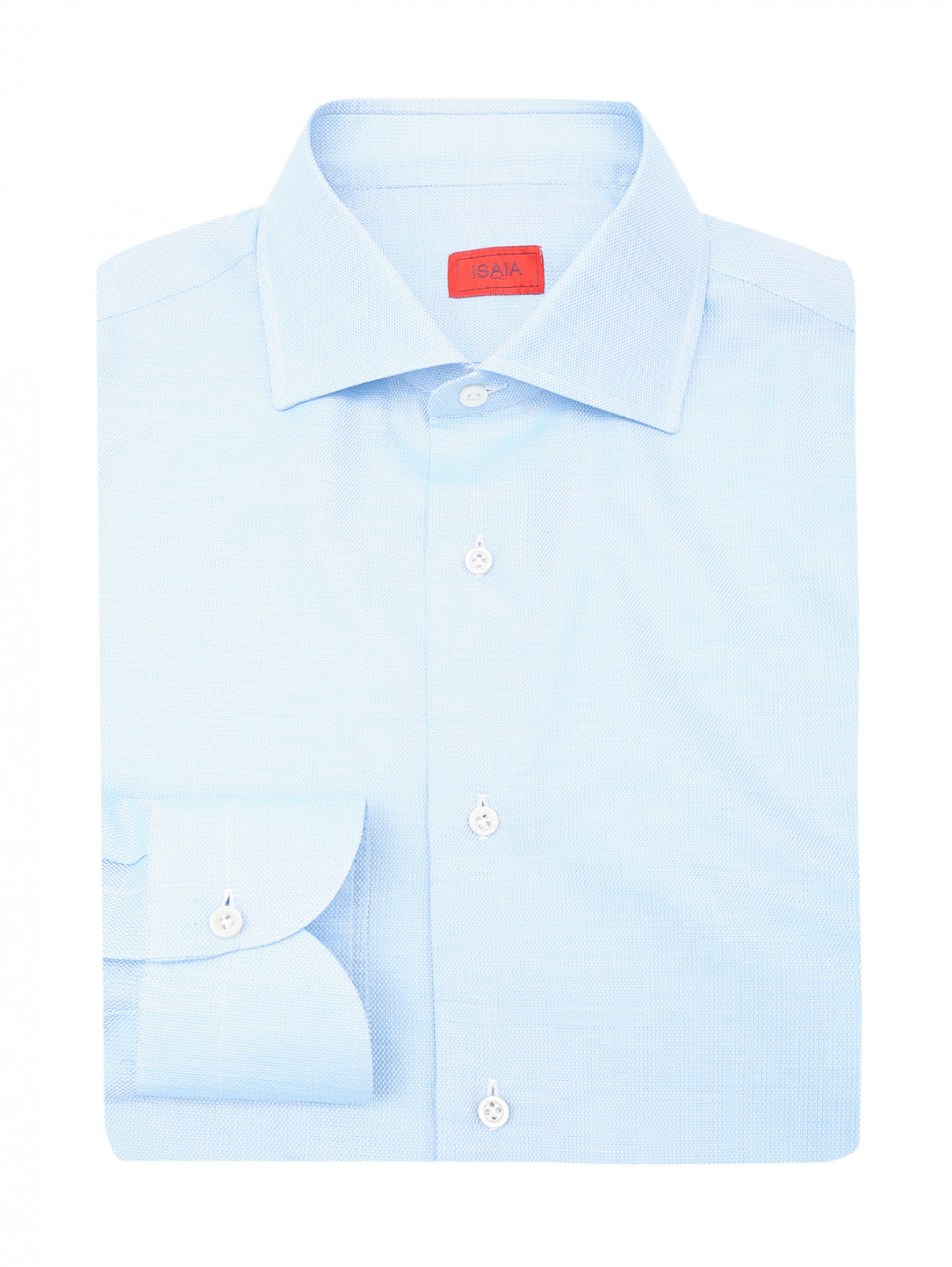 Рубашка из хлопка на пуговицах Isaia  –  Общий вид  – Цвет:  Синий