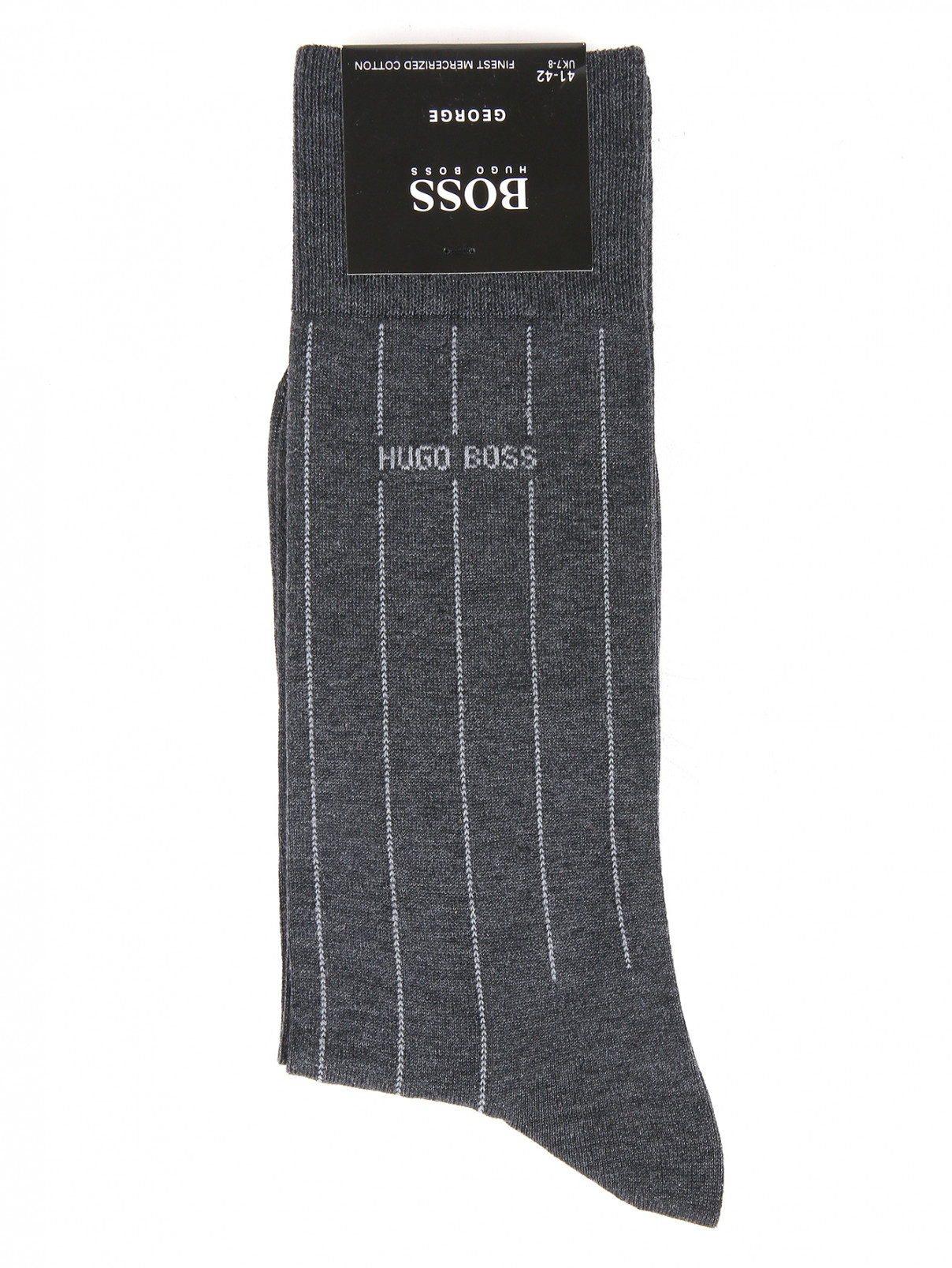 Носки из хлопка с узором "полоска" Boss  –  Общий вид  – Цвет:  Серый