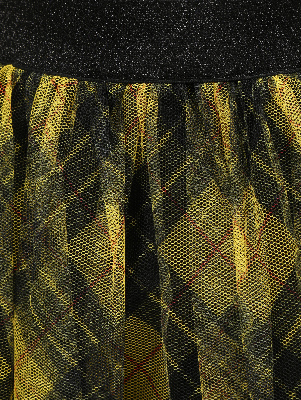 Пышная юбка из хлопка с узором "клетка" Gaultier Junior  –  Деталь  – Цвет:  Желтый