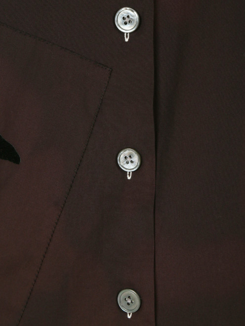 Блуза свободного кроя с принтом и контрастной отделкой - Деталь