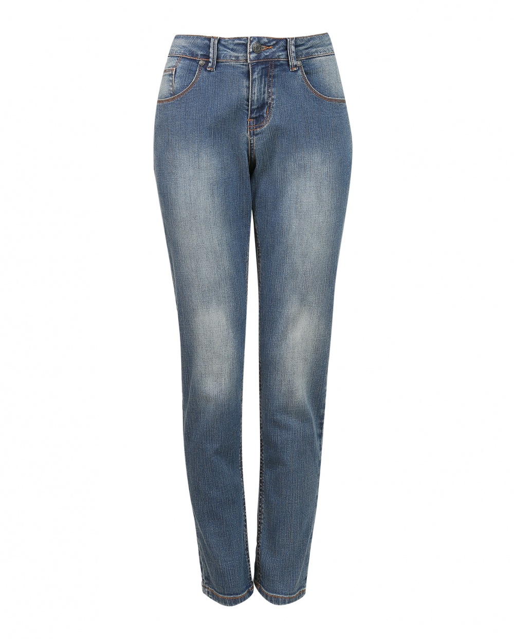 Прямые джинсы с потертостями MKT Studio  –  Общий вид  – Цвет:  Синий