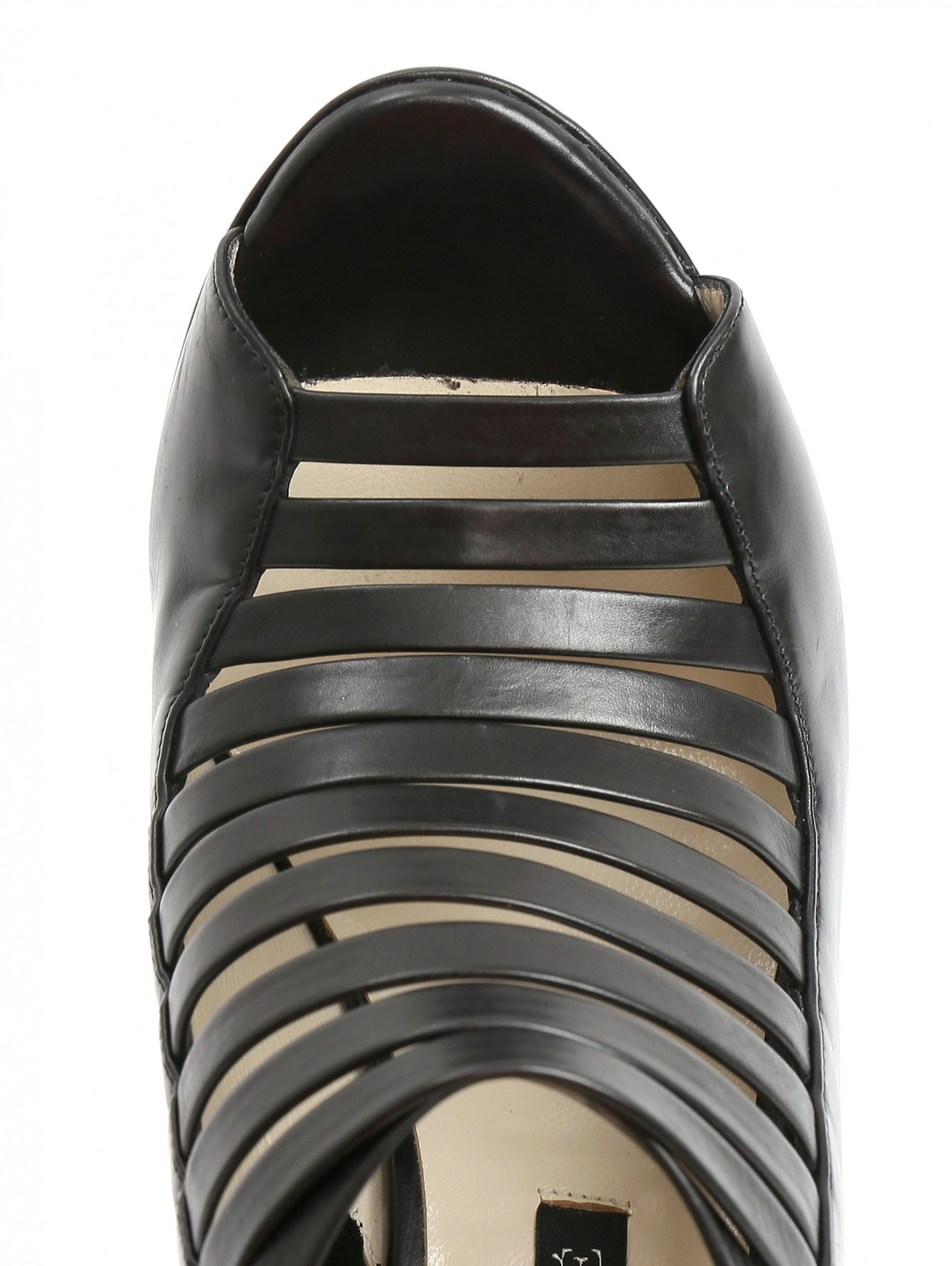 Туфли с открытым носком из кожи Gianfranco Ferre  –  Обтравка3  – Цвет:  Черный