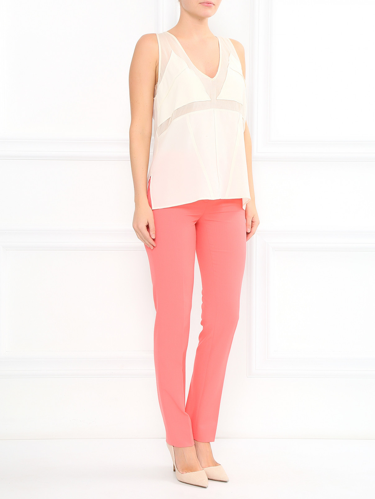Узкие брюки со стрелками Moschino Cheap&Chic  –  Модель Общий вид  – Цвет:  Розовый