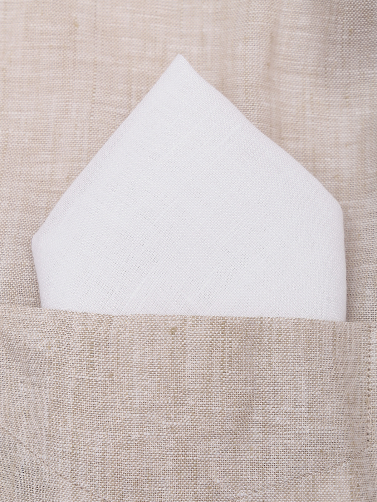 Платок карманный изо льна с контрастной отделкой Eton  –  МодельОбщийВид  – Цвет:  Белый
