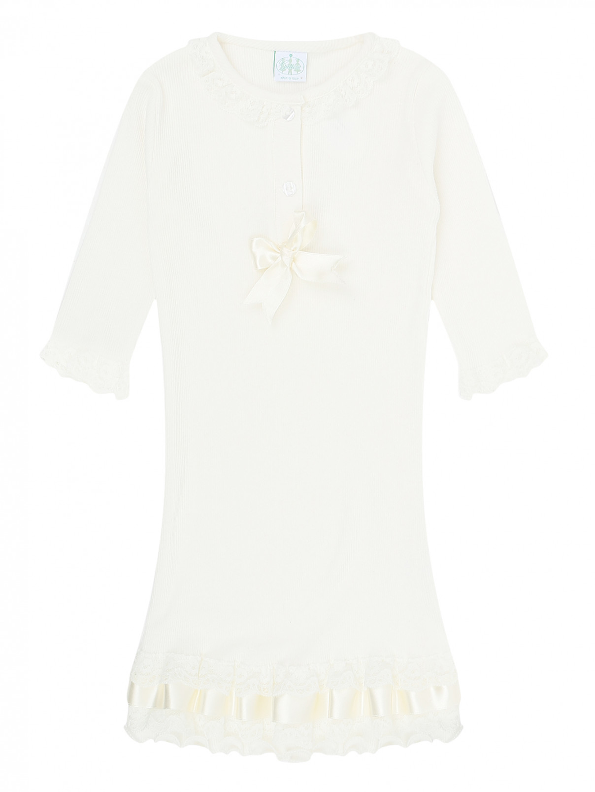 Хлопковая пижама с кружевным декором Giottino  –  Общий вид  – Цвет:  Белый