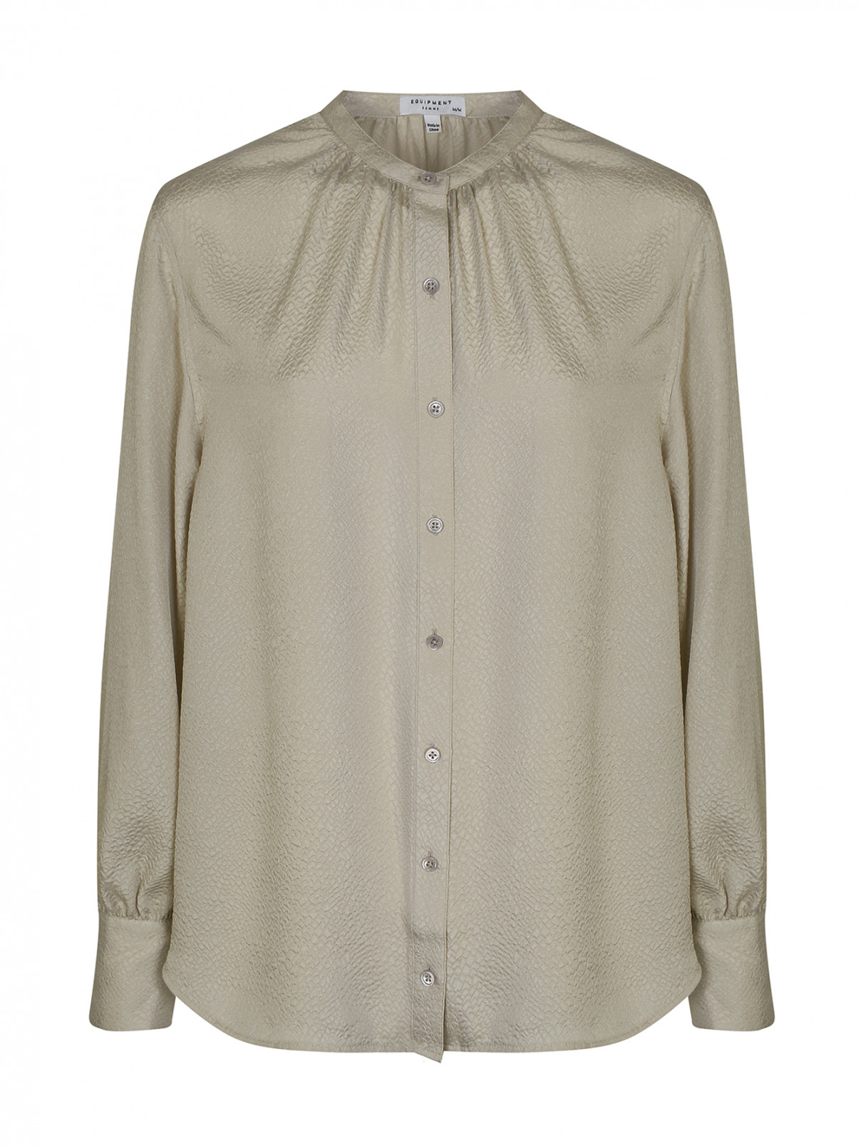 Блуза шелковая прямого кроя Equipment  –  Общий вид  – Цвет:  Бежевый