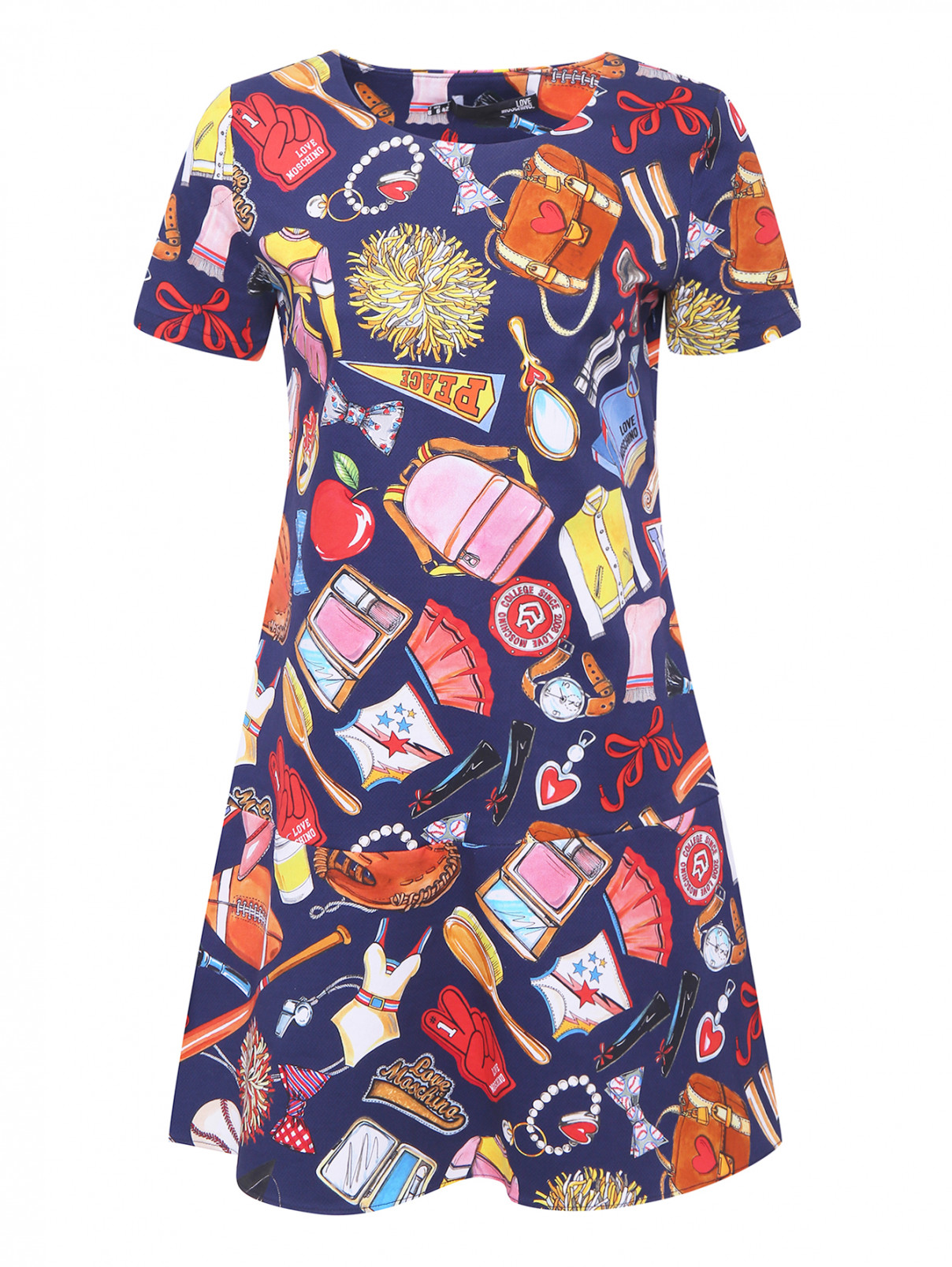 Платье из хлопка с узором Love Moschino  –  Общий вид  – Цвет:  Узор