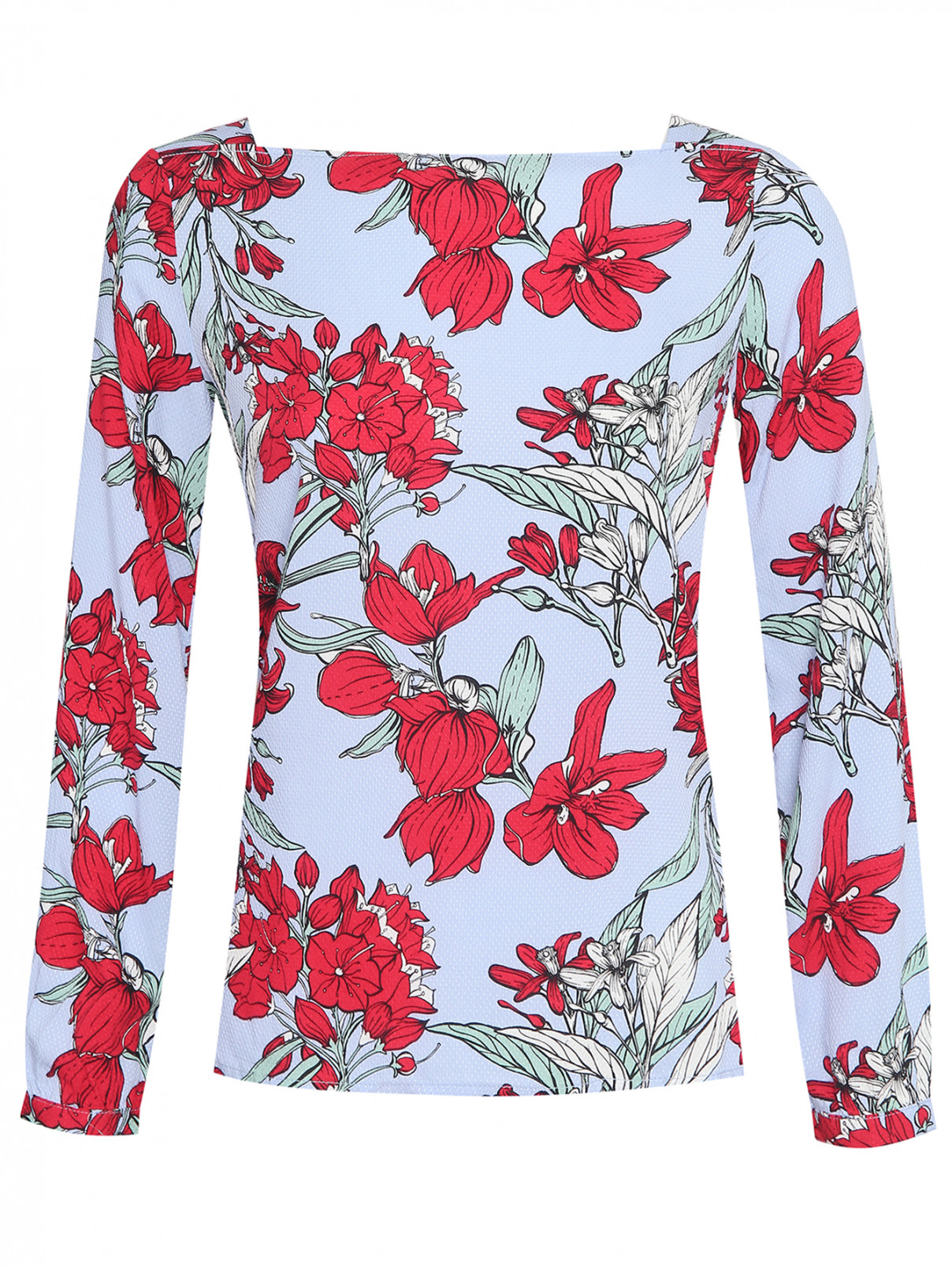 Блуза прямого кроя с цветочным принтом S.Oliver  –  Общий вид  – Цвет:  Узор