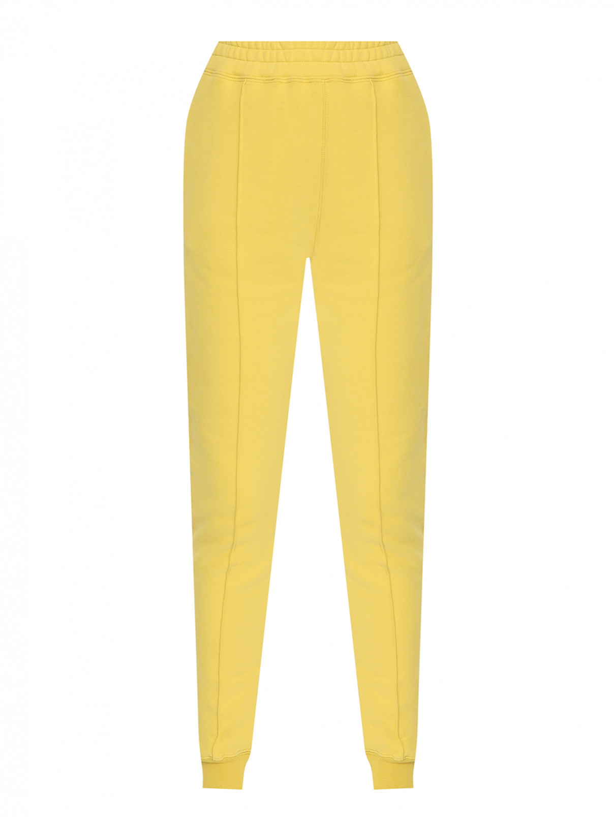 Однотонные брюки из хлопка на резинке Ermanno Scervino  –  Общий вид  – Цвет:  Желтый